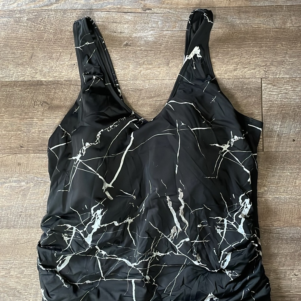 Betty’s beach bungalow Marble print one piece Swimsuit - Picture 2 of 5